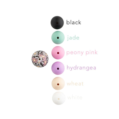 15mm Round Silicone Print Beads Color Comparison Checkered Daisies