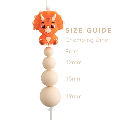 3D Chomping Dino Silicone Focal Bead for silicone crafting from Cara & Co Crafting supply