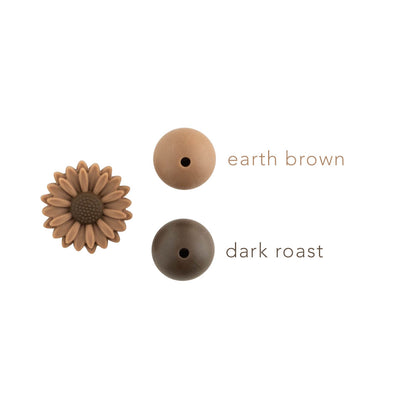 Earth Brown Daisy silicone focal bead color comparison