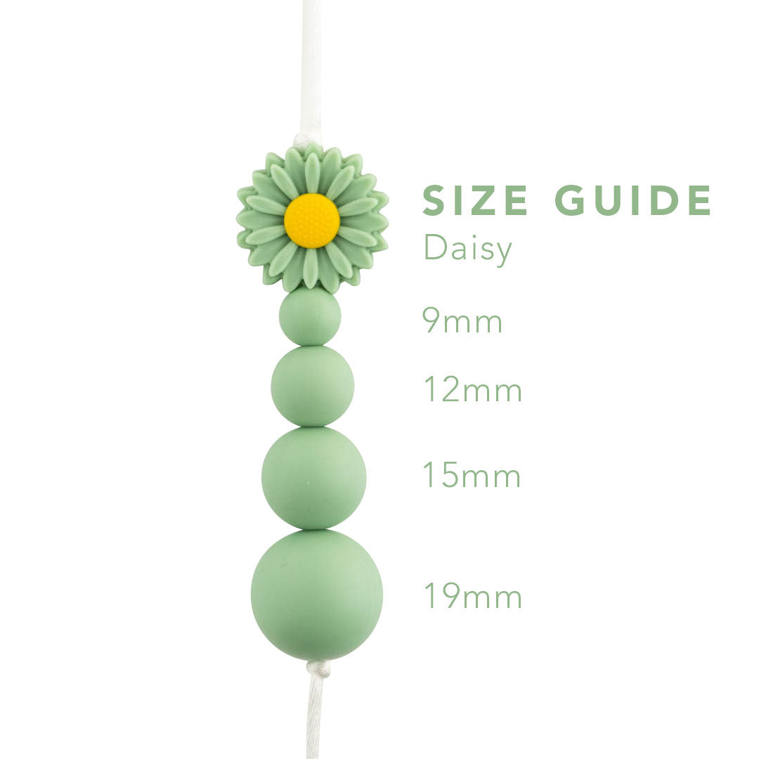 Daisy silicone focal bead size comparison