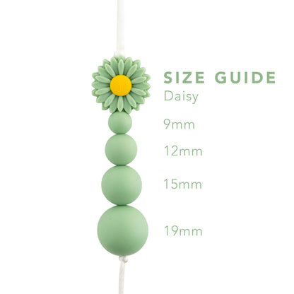 Daisy silicone focal bead size comparison