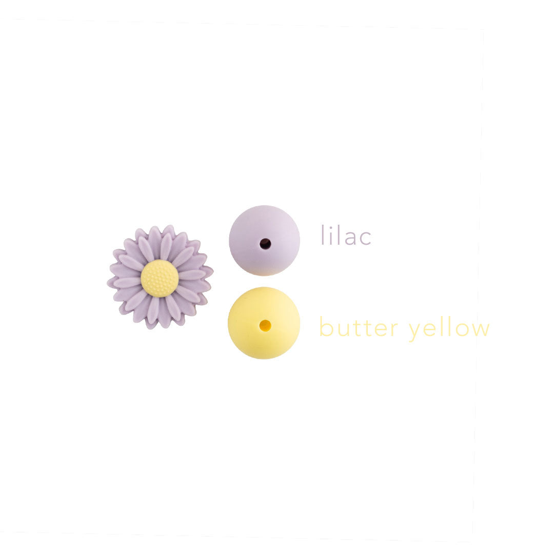 Lilac Daisy silicone focal bead color comparison