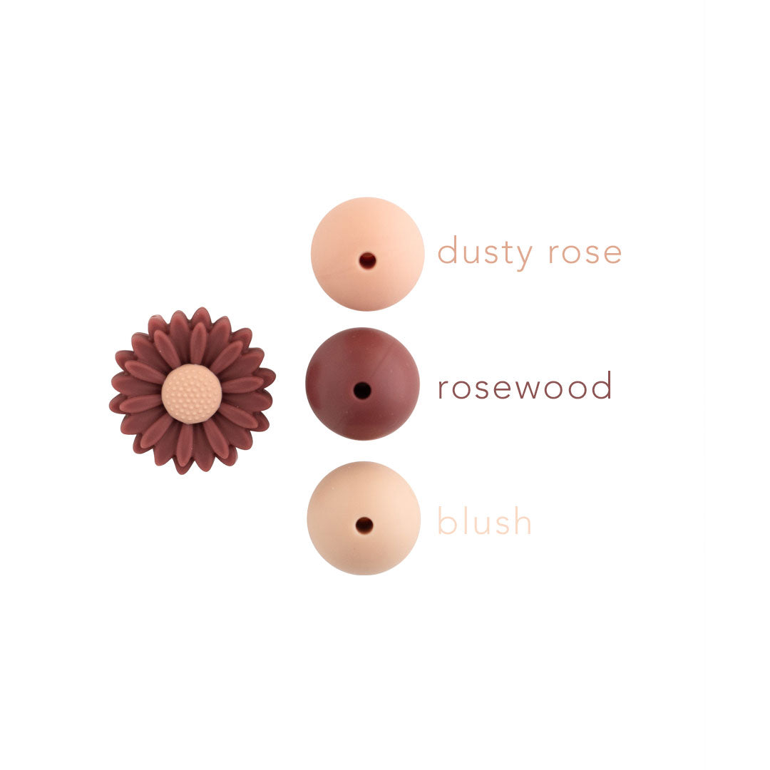 Rosewood Daisy silicone focal bead color comparison