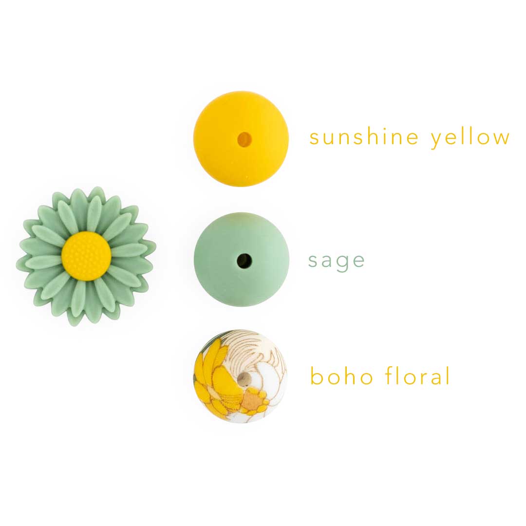 Sage daisy silicone focal bead color comparison