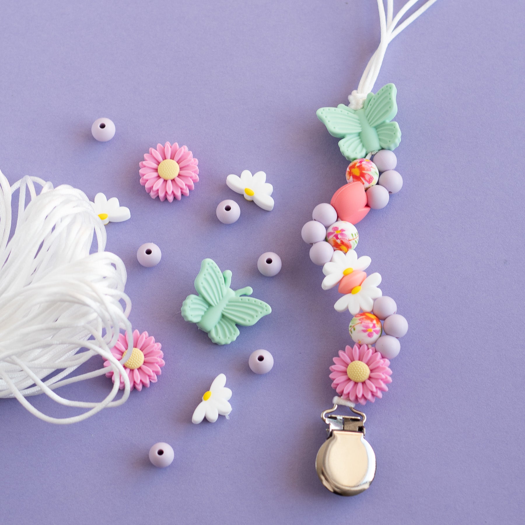 Blossom Breeze Pacifier Clip Shop the Image with Silicone Beads