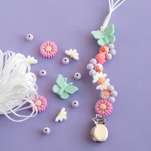 Blossom Breeze Pacifier Clip Shop the Image with Silicone Beads