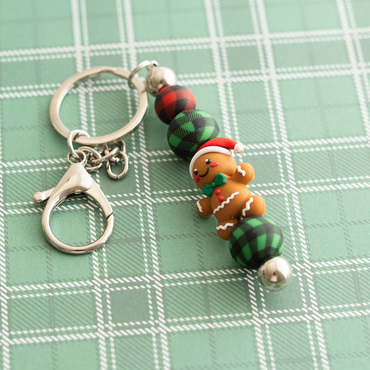 Gingerbread Cheer Keychain Shop the Image using silicone beads for Christmas crafting