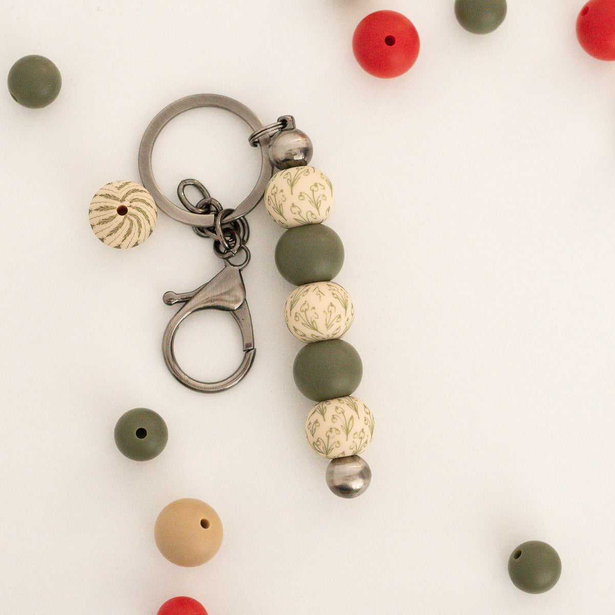 Snowdrop Buds Keychain Shop the Image for silicone bead crafting from Cara & Co Craft supply