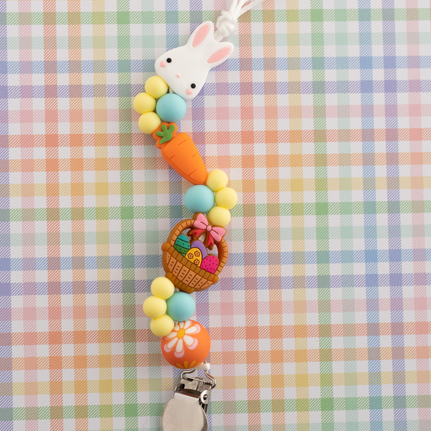 Shop the Image Hoppy Easter Pacifier Clip for silicone bead crafting from Cara & Co Crafting Supply