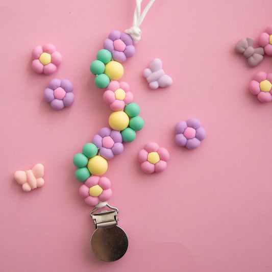 Puffy Flower Shop the Image Pacifier Clip for silicone bead crafting from Cara & Co 