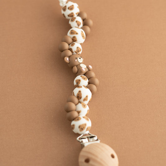 Shop the Image Teddy Bear Pacifier Clip Silicone bead crafting from Cara & Co Craft supply