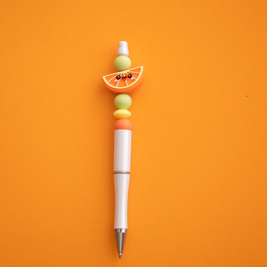 Orange You Cute Pen Shop the Image with silicone beads for crafting from Cara & Co Craft Supply