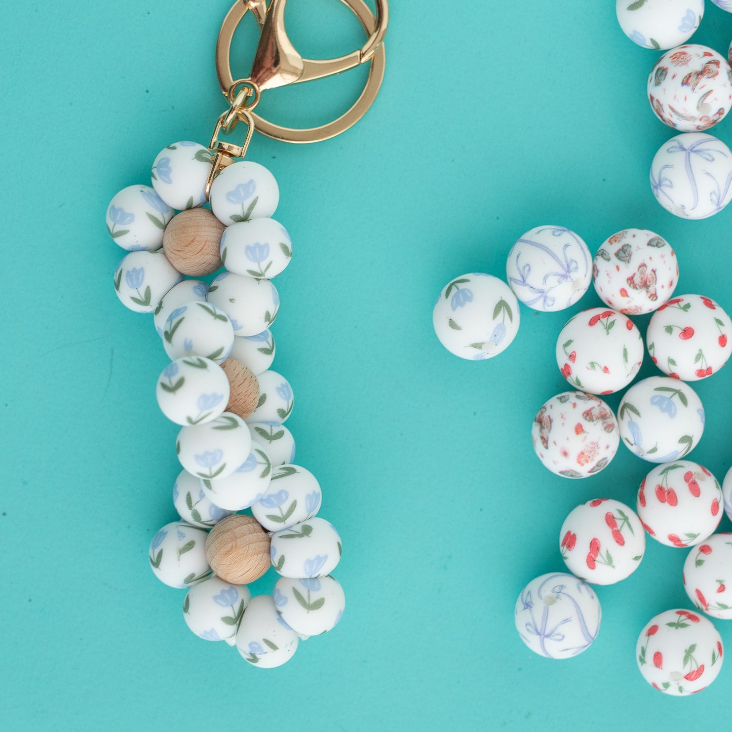 Shop the Image Spring Tulip Triple Fower Keychain silicone bead crafting