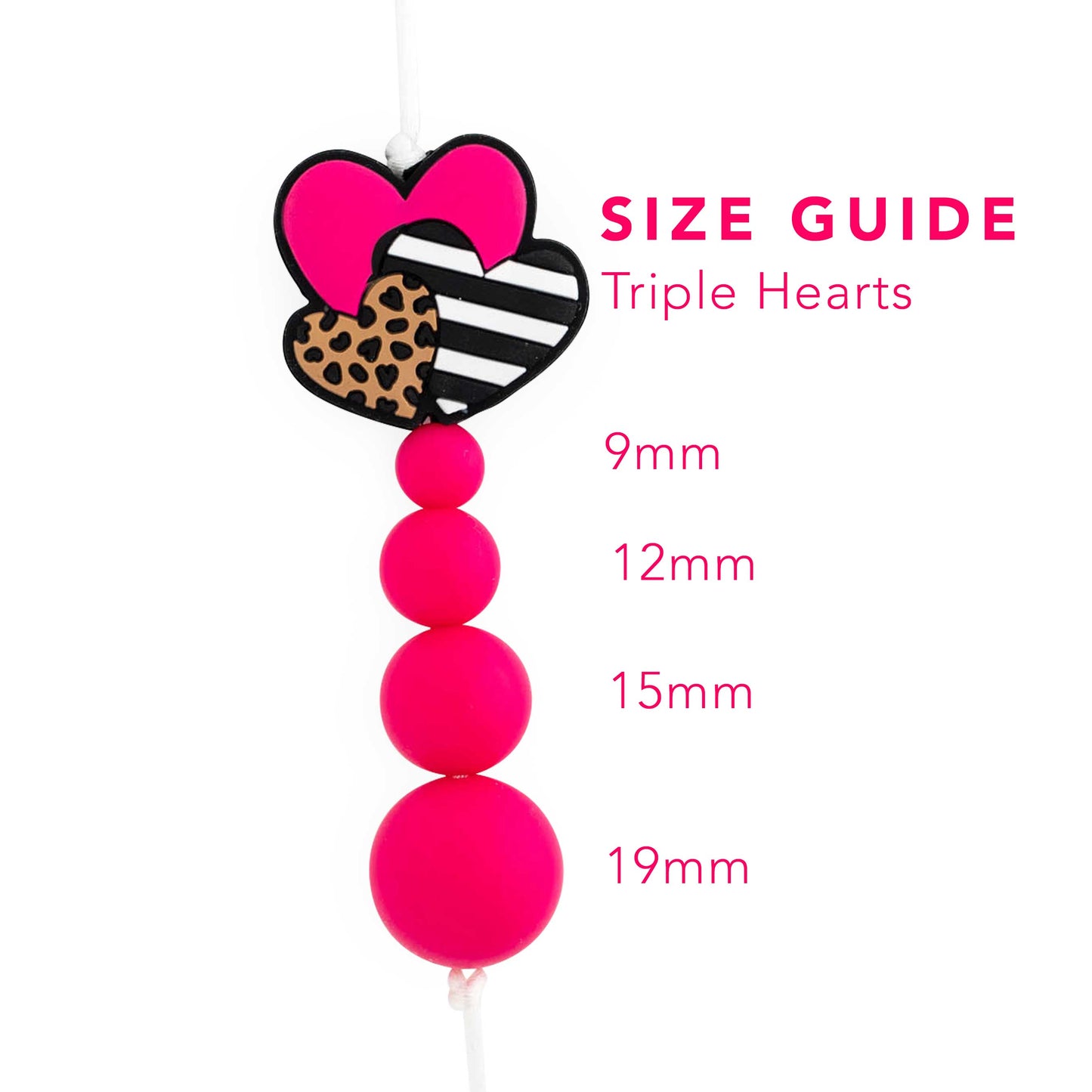 Triple Hearts Silicone Focal Beads