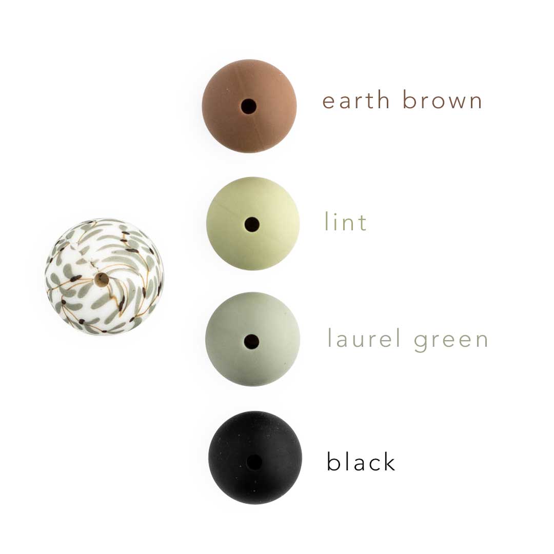 15mm Round Silicone Print Beads Color Comparison Winter Floral