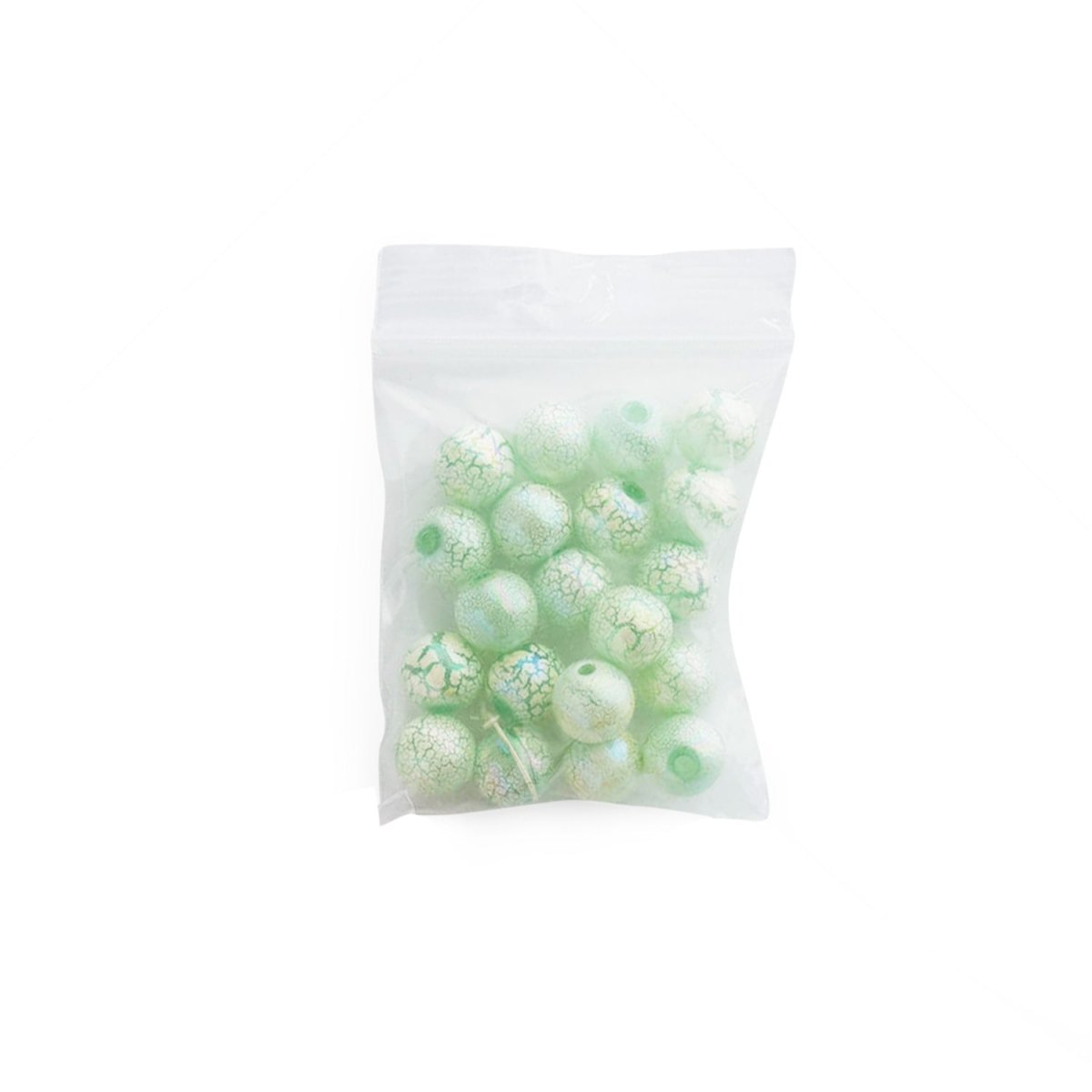 Acrylic Round Beads Crackled Paint Green AB from Cara & Co Craft Supply