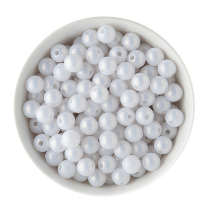 Acrylic Round Beads Matte Metallic 12mm Creamy White from Cara & Co Craft Supply