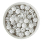 Acrylic Round Beads Striped 16mm White from Cara & Co Craft Supply