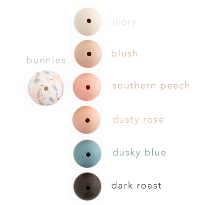 15mm Round Silicone Print Beads Color Comparison Bunnies