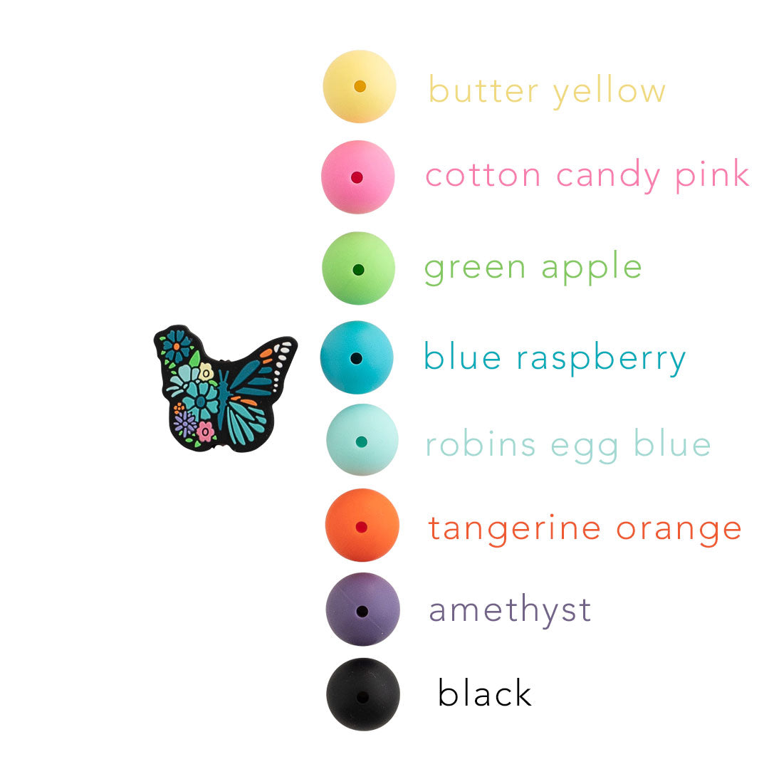 Floral Butterfly Silicone focal beads from Cara & Co Craft Supply
