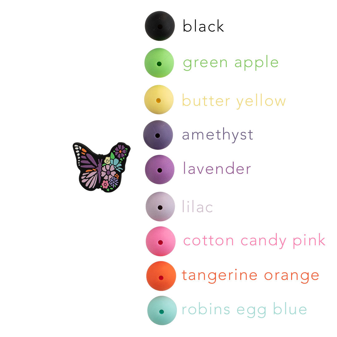 Floral Butterfly Silicone focal beads from Cara & Co Craft Supply
