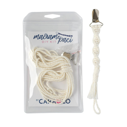 CaraKITS Macrame Pacifier Clip DIY Kits White Linen from Cara & Co Craft Supply