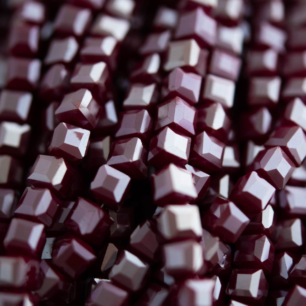 Glass Beads Glass Faceted Cubes Deep Red from Cara & Co Craft Supply