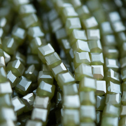 Glass Beads Glass Faceted Cubes Olive from Cara & Co Craft Supply