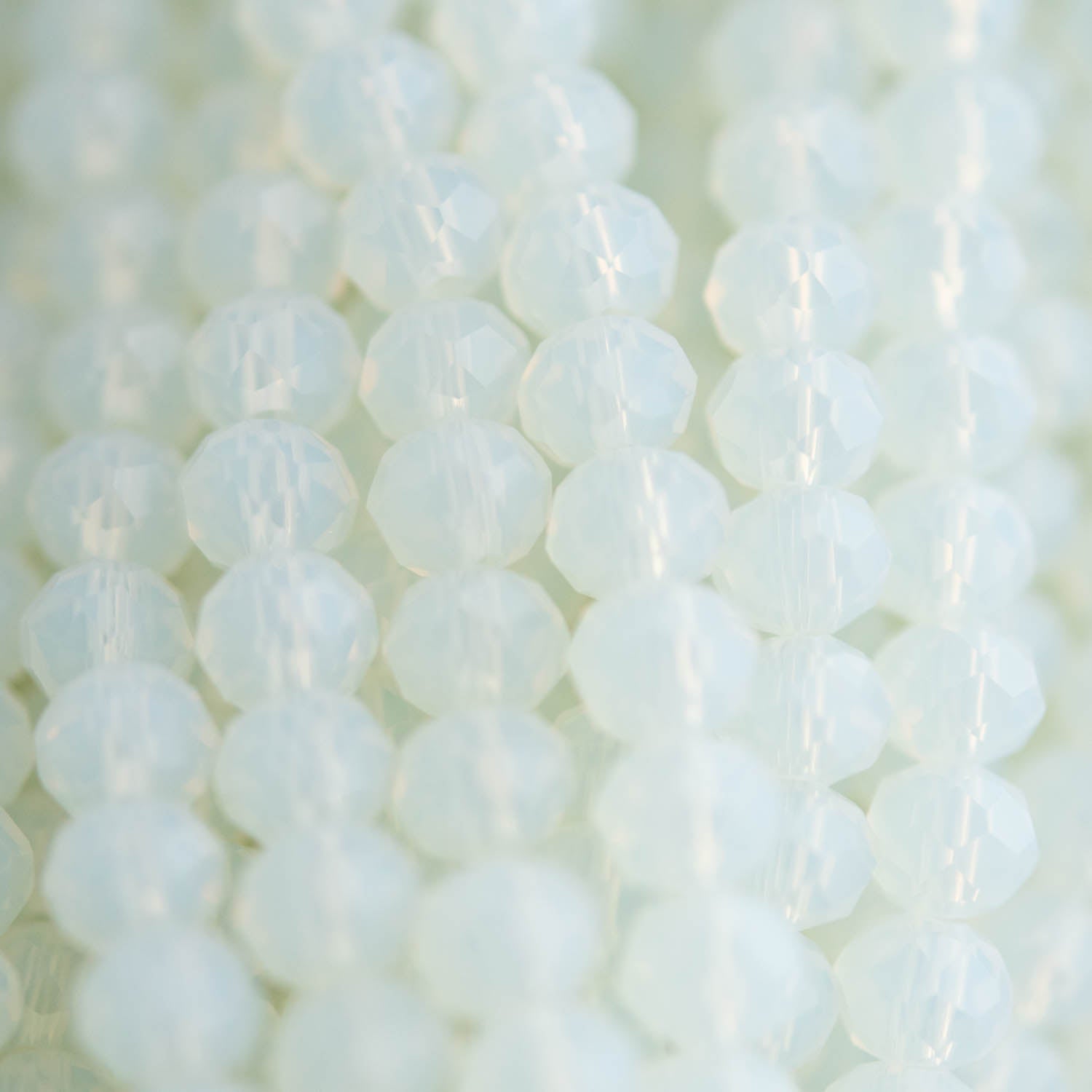 Glass Beads Glass Faceted Rondelle Frosted White from Cara & Co Craft Supply