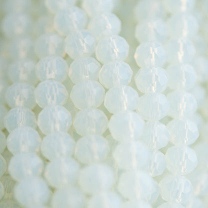Glass Beads Glass Faceted Rondelle Frosted White from Cara & Co Craft Supply