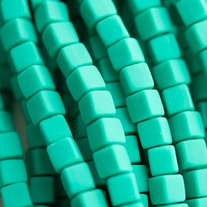 Heishi Bead Strands Polymer Clay Beads - Cubes Sea Green from Cara & Co Craft Supply