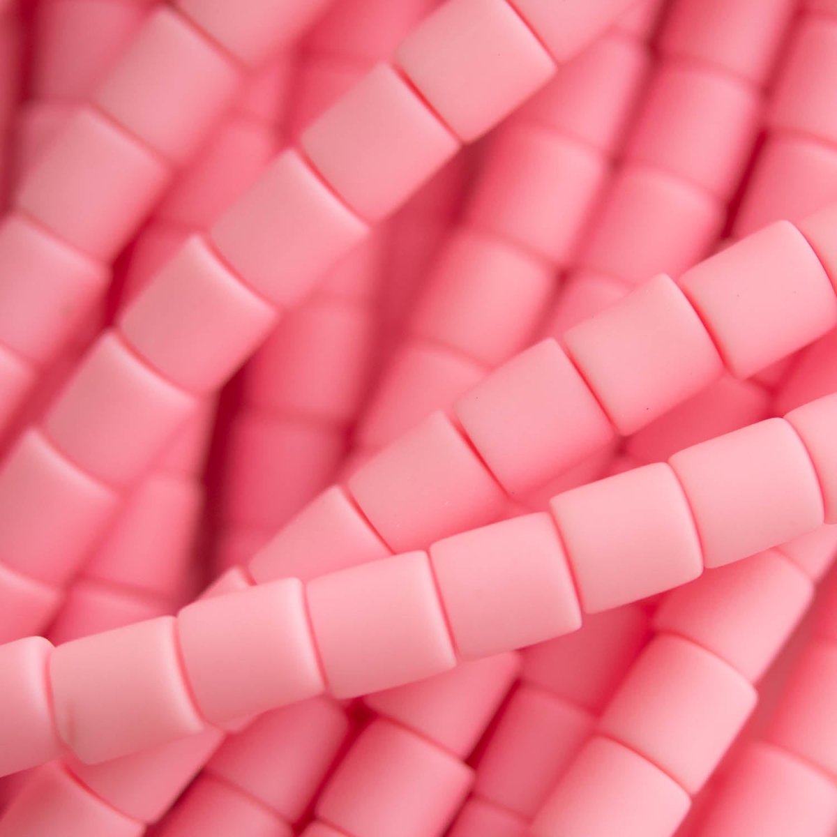 Heishi Bead Strands Polymer Clay Beads - Cylinder Soft Pink from Cara & Co Craft Supply