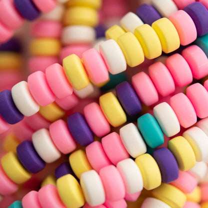 Heishi Bead Strands Polymer Clay Beads - Rondelle Multi Cotton Candy from Cara & Co Craft Supply