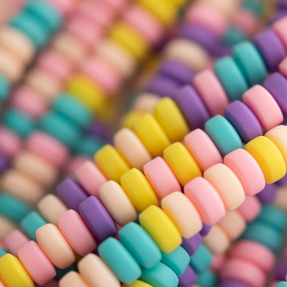 Heishi Bead Strands Polymer Clay Beads - Rondelle Multi Pastel Candy from Cara & Co Craft Supply