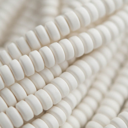 Heishi Bead Strands Polymer Clay Beads - Rondelle White from Cara & Co Craft Supply