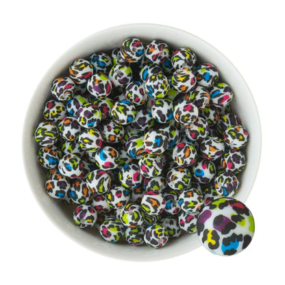 LAST CHANCE Printed - Silicone Rounds Rainbow Leopard from Cara & Co Craft Supply