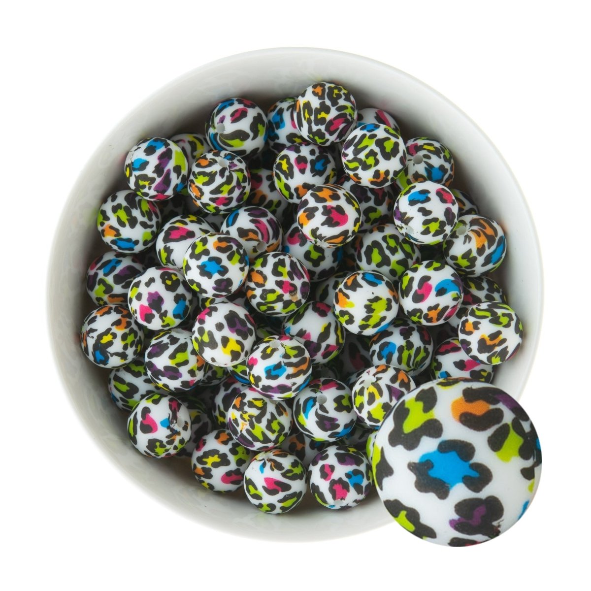 LAST CHANCE Printed - Silicone Rounds Rainbow Leopard from Cara & Co Craft Supply