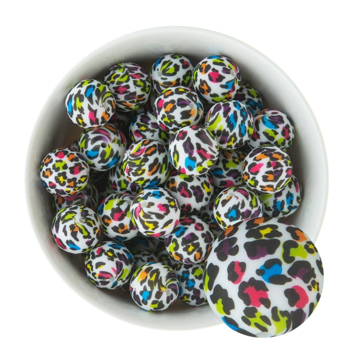 LAST CHANCE Printed - Silicone Rounds Rainbow Leopard from Cara & Co Craft Supply