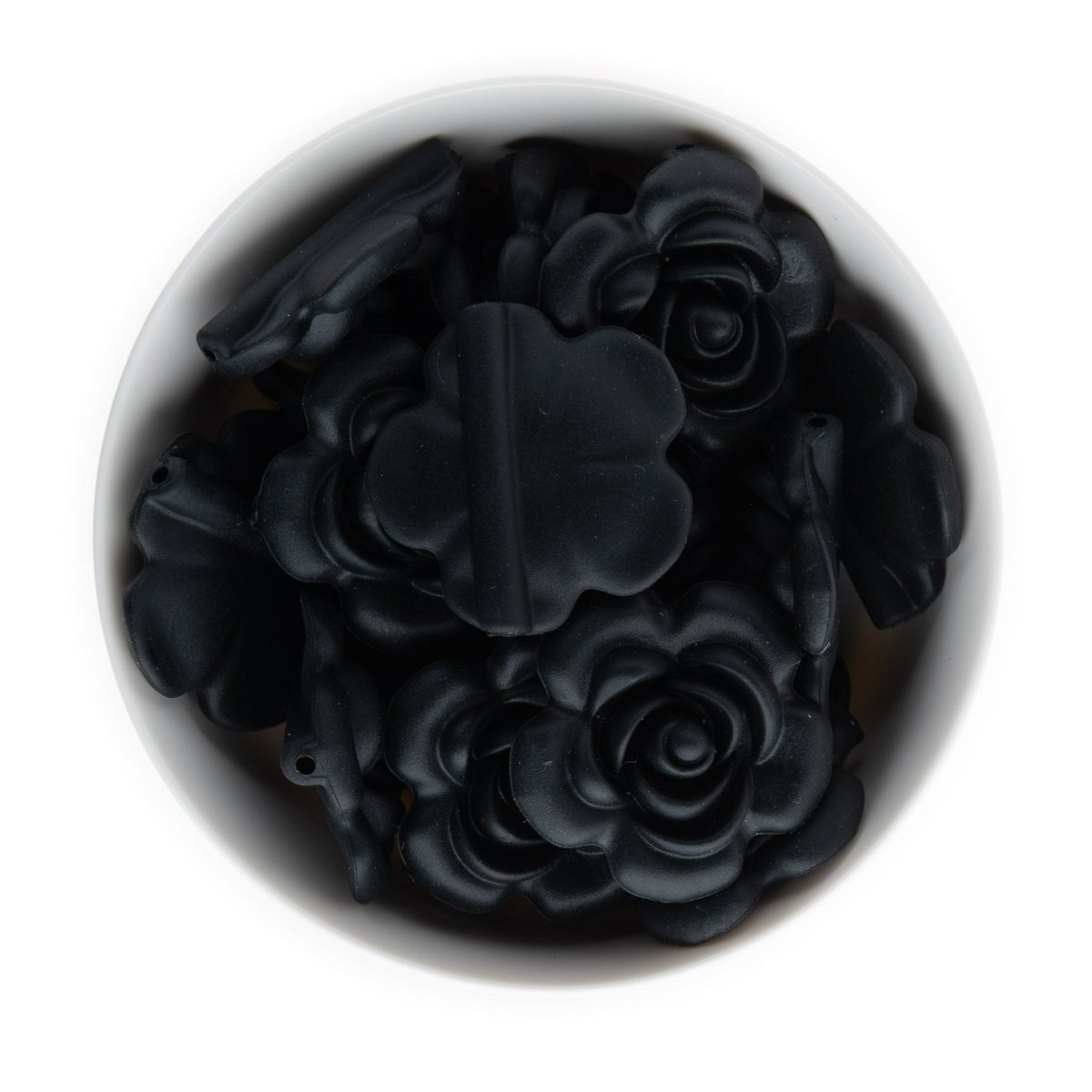 Silicone Beads Large Roses Black from Cara & Co Craft Supply