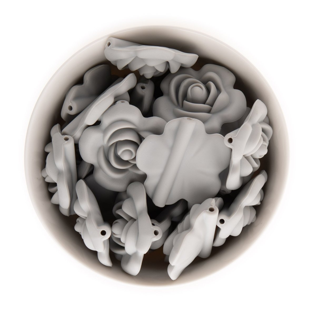 Silicone Beads Large Roses Glacier Grey from Cara & Co Craft Supply