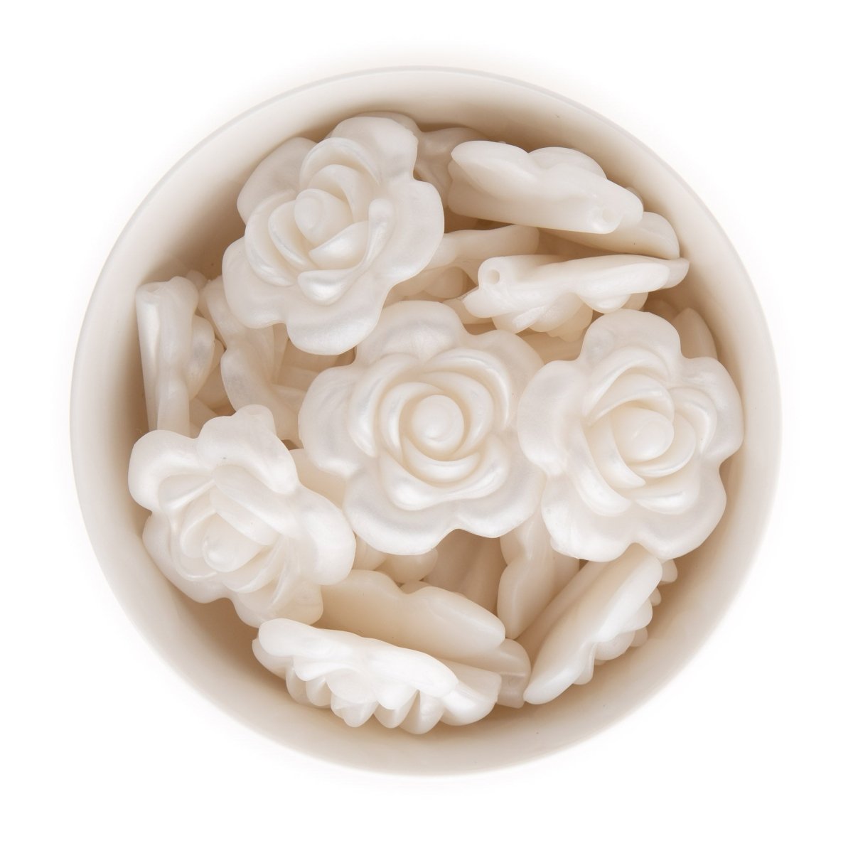 Silicone Beads Large Roses Pearl from Cara & Co Craft Supply