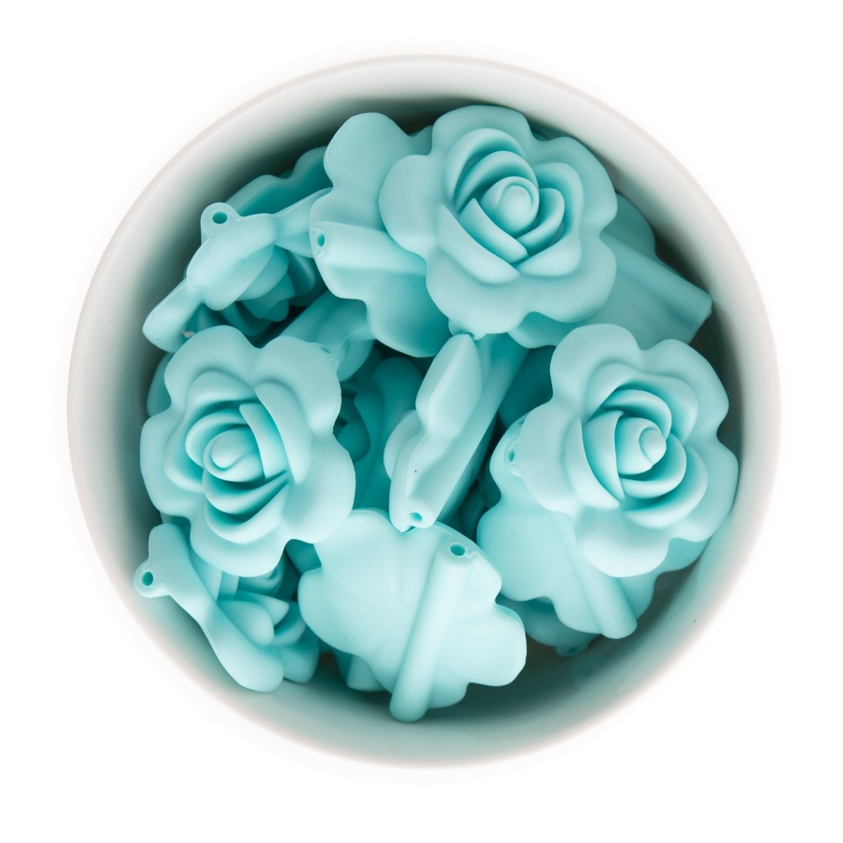 Silicone Beads Large Roses Robin's Egg Blue from Cara & Co Craft Supply