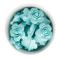 Silicone Beads Large Roses Robin's Egg Blue from Cara & Co Craft Supply