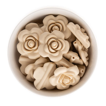 Silicone Beads Large Roses Wheat from Cara & Co Craft Supply