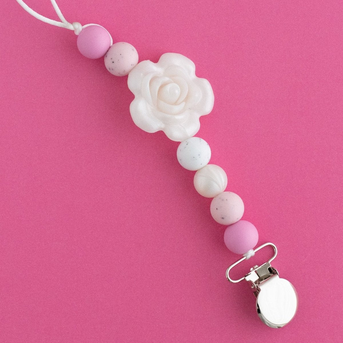 Silicone Beads Large Roses White Marble from Cara & Co Craft Supply