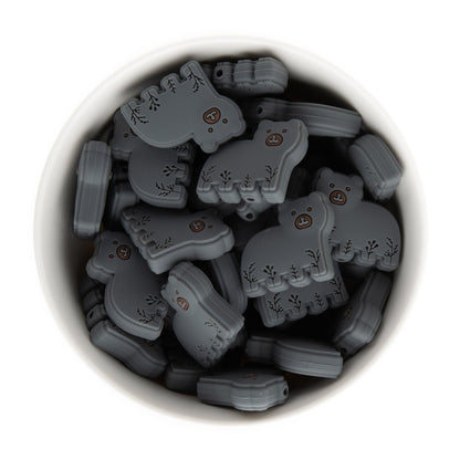Silicone Focal Beads Baby Bears Charcoal Grey from Cara & Co Craft Supply