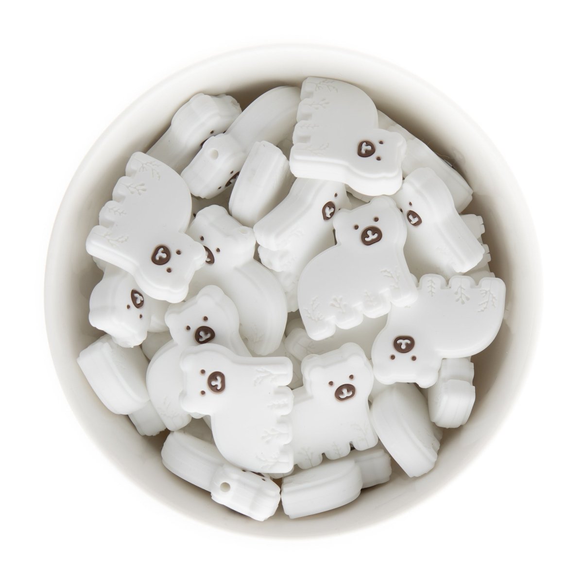 Silicone Focal Beads Baby Bears White from Cara & Co Craft Supply