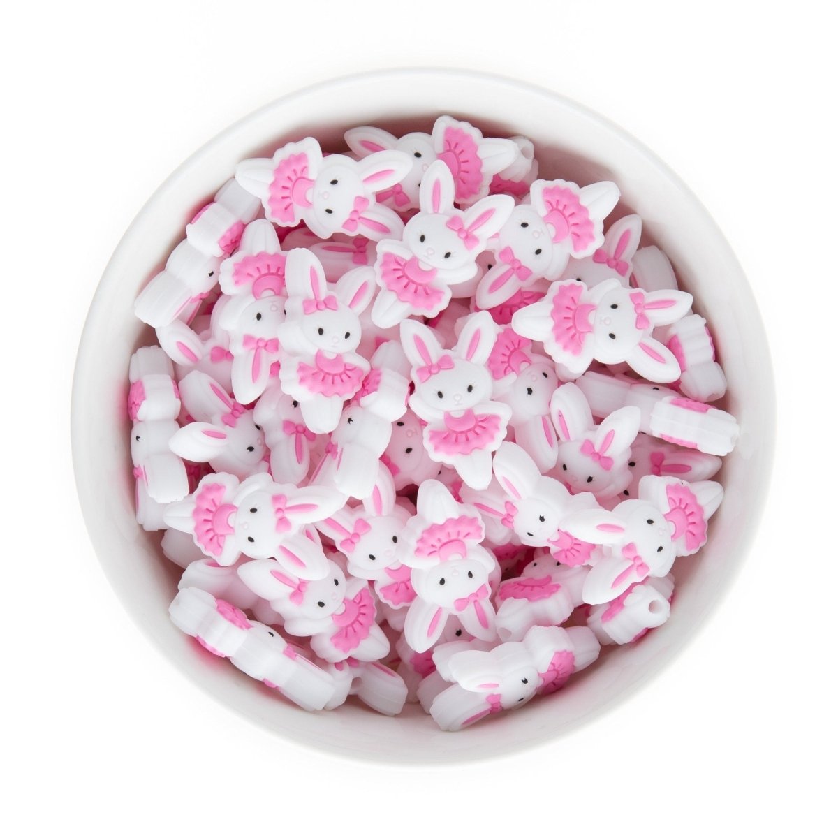 Silicone Focal Beads Ballerina Bunnies Cotton Candy Pink from Cara & Co Craft Supply