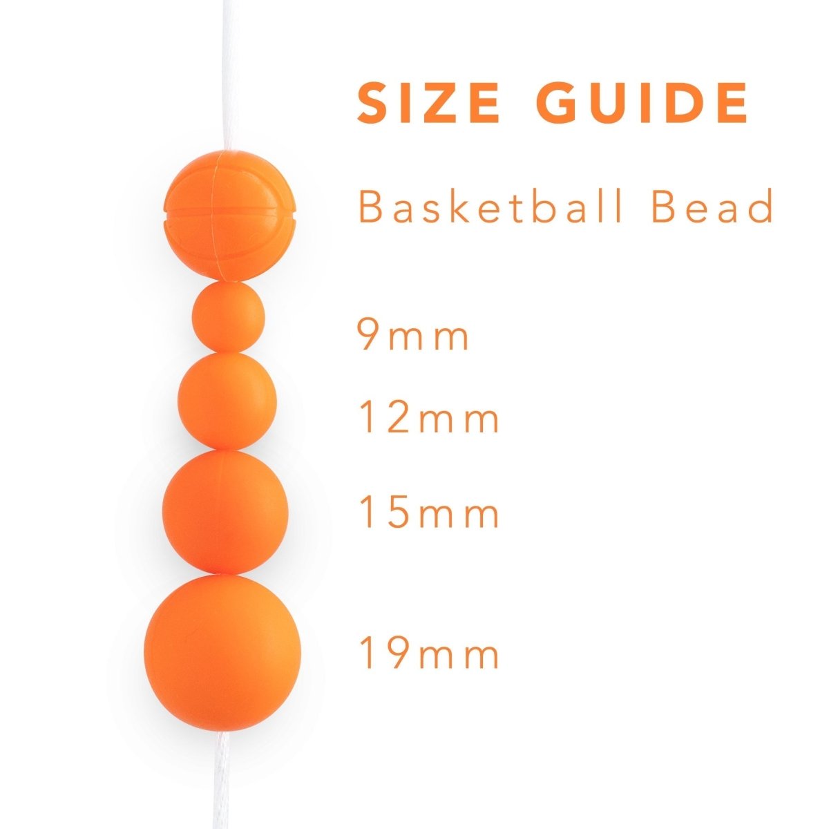 Silicone Focal Beads Basketballs Tangerine Orange from Cara & Co Craft Supply