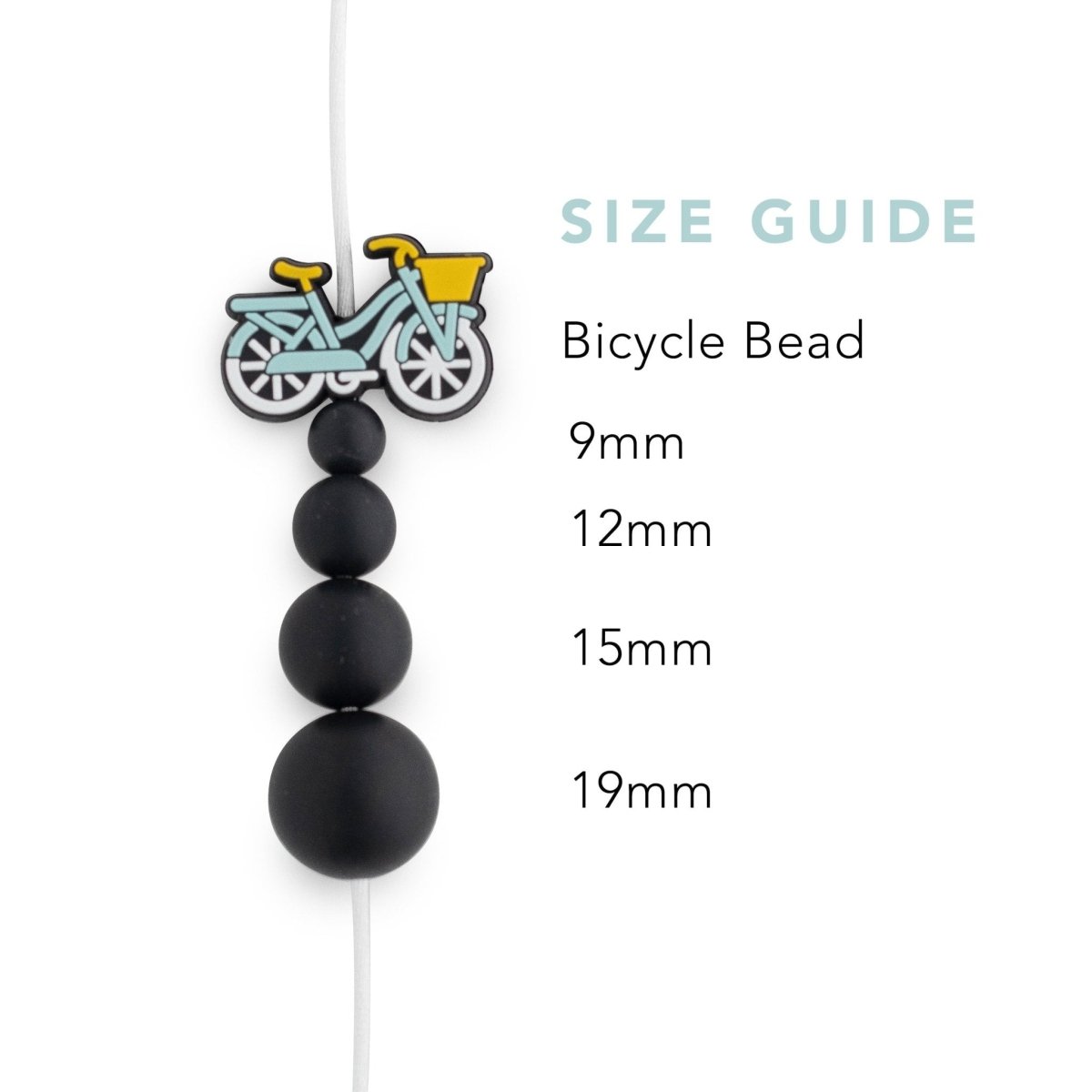 Silicone Focal Beads Bicycles White from Cara & Co Craft Supply